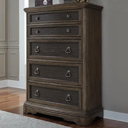 Traditional 5 Drawer Chest with Fully Stained Interior Drawers